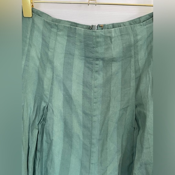 TULAROSA Revolve Kade Pant Green Striped Pleated Wide Leg Trousers Size Large - Picture 10 of 13